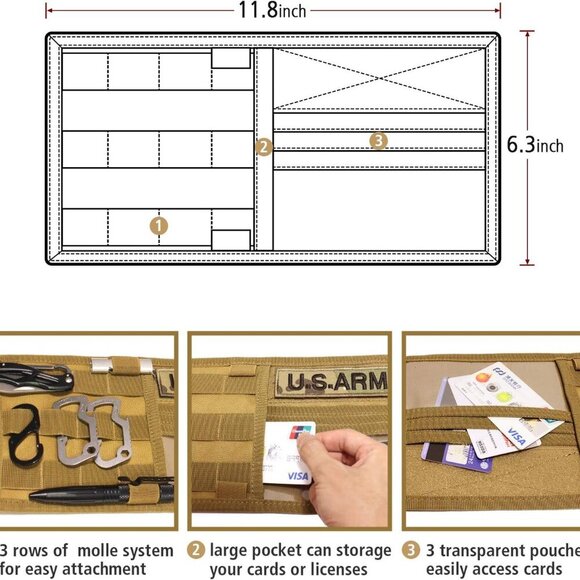 Molle Visor Panel Organizer, Tactical Car Sun Visor Cover Molle Webbing Compatib - Picture 4 of 7